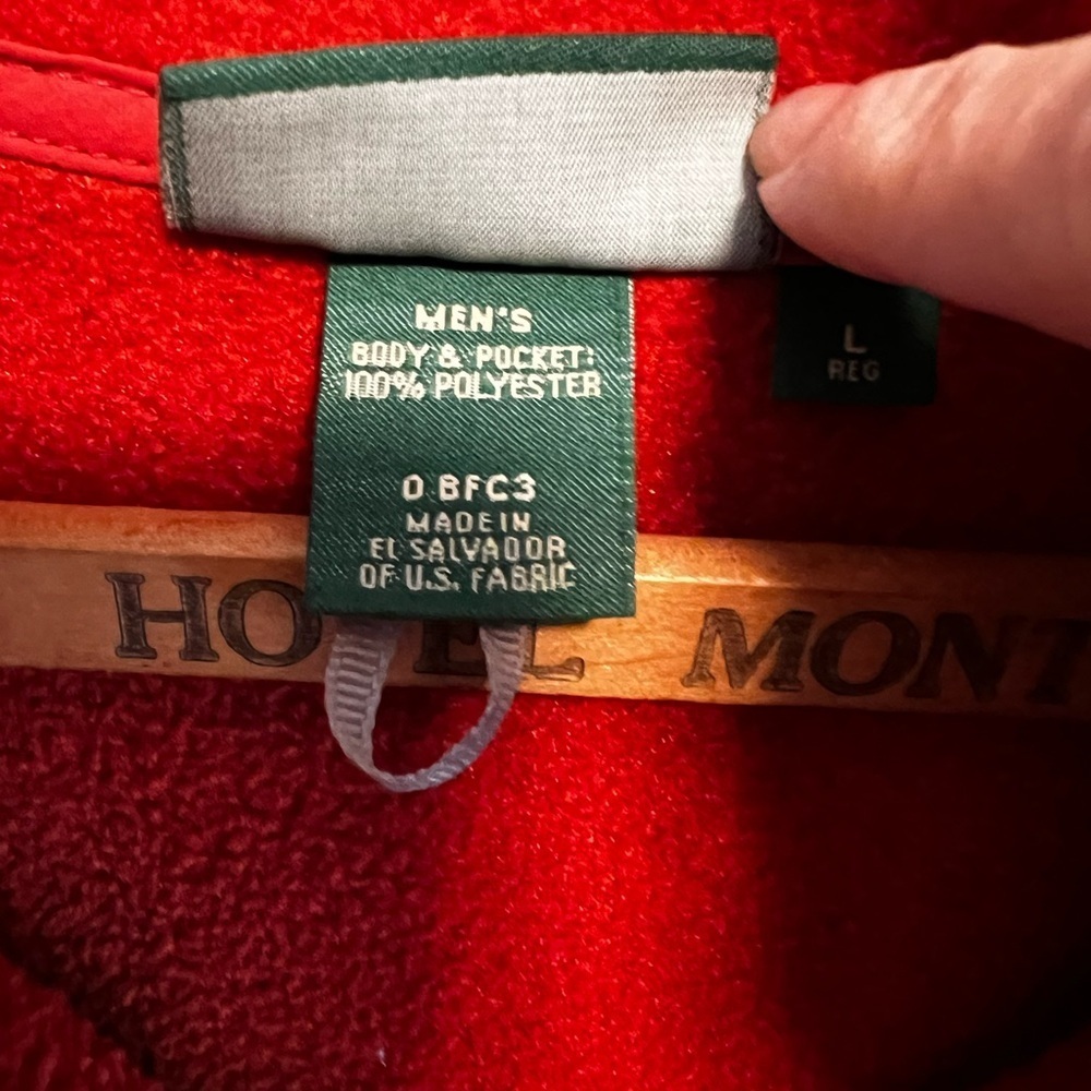 L.L. Bean orange, quarter zip pull over sweatshirt. Fleece. Size L in Men’s - Picture 5 of 8